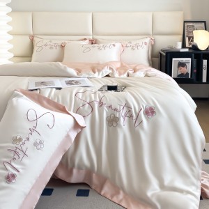 Wholesale high-end pillowcases white comforter set soft bed linen fitted sheets 2m/2.2m lyocell bedding set for adults