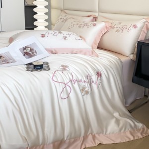 Wholesale high-end pillowcases white comforter set soft bed linen fitted sheets 2m/2.2m lyocell bedding set for adults