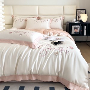 Wholesale high-end pillowcases white comforter set soft bed linen fitted sheets 2m/2.2m lyocell bedding set for adults