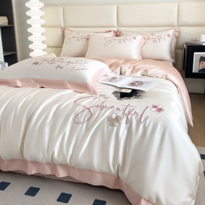 Wholesale high-end pillowcases white comforter set soft bed linen fitted sheets 2m/2.2m lyocell bedding set for adults