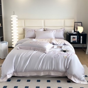 Wholesale high-end pillowcases white comforter set soft bed linen fitted sheets 2m/2.2m lyocell bedding set for adults