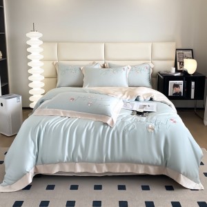 Wholesale high-end pillowcases white comforter set soft bed linen fitted sheets 2m/2.2m lyocell bedding set for adults
