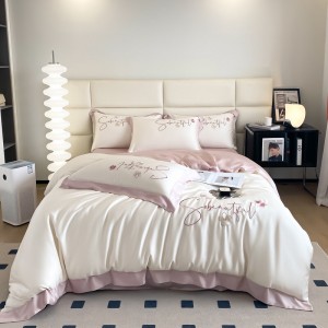 Wholesale high-end pillowcases white comforter set soft bed linen fitted sheets 2m/2.2m lyocell bedding set for adults