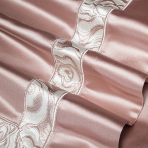 Elegant design full size embroidery adult pillowcases luxury pink 100% cotton sateen comforter cover bedding set supplier