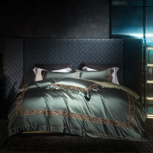 Elegant design full size embroidery adult pillowcases luxury pink 100% cotton sateen comforter cover bedding set supplier