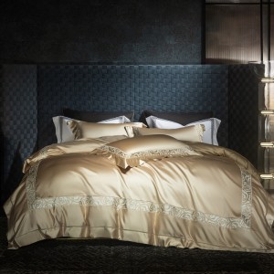Elegant design full size embroidery adult pillowcases luxury pink 100% cotton sateen comforter cover bedding set supplier