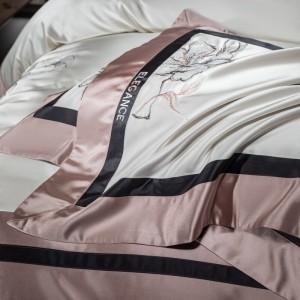 Elegant design full size embroidery adult pillowcases luxury pink 100% cotton sateen comforter cover bedding set supplier
