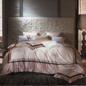 Elegant design full size embroidery adult pillowcases luxury pink 100% cotton sateen comforter cover bedding set supplier