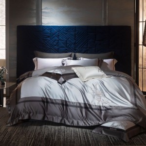 Elegant design full size embroidery adult pillowcases luxury pink 100% cotton sateen comforter cover bedding set supplier