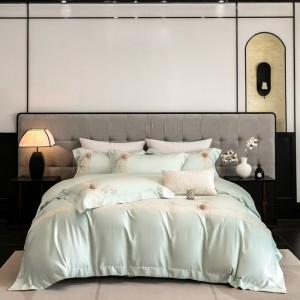 Light luxury senior satin lyocell cotton bed linen exquisite white house embroidery comforter cover bedroom bedding set wholesaler