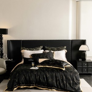 ODM/OEM duvet cover printing fitted flat sheets 2m/2.2m black lyocell double bedsheet premium pillowslip queen king size bedding set