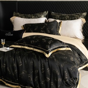 ODM/OEM duvet cover printing fitted flat sheets 2m/2.2m black lyocell double bedsheet premium pillowslip queen king size bedding set