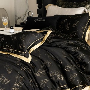 ODM/OEM duvet cover printing fitted flat sheets 2m/2.2m black lyocell double bedsheet premium pillowslip queen king size bedding set