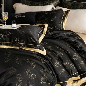 ODM/OEM duvet cover printing fitted flat sheets 2m/2.2m black lyocell double bedsheet premium pillowslip queen king size bedding set