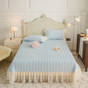 Winter warm velvet comforter duvet cover lace pillowslip milk fleece coverlets king size bedding set