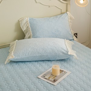 Winter warm velvet comforter duvet cover lace pillowslip milk fleece coverlets king size bedding set