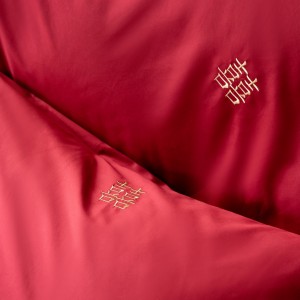 High-quality wedding cotton red embroidery bed sheets exquisite single size quilt cover home textile bedding set manufacture
