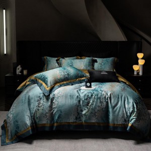 Luxury Blue1800TC Digital Printing 100S Australia Cotton Yarn Dyed Home Textiles Duvet Cover Bedding Set Wholesaler