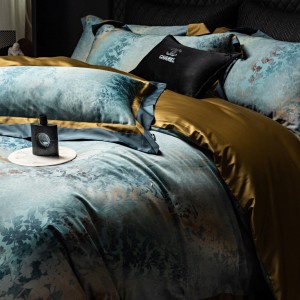 Luxury Blue1800TC Digital Printing 100S Australia Cotton Yarn Dyed Home Textiles Duvet Cover Bedding Set Wholesaler
