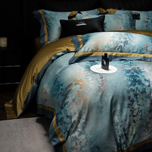 Luxury Blue1800TC Digital Printing 100S Australia Cotton Yarn Dyed Home Textiles Duvet Cover Bedding Set Wholesaler