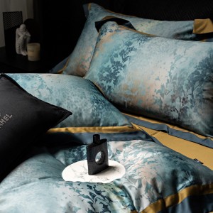 Luxury Blue1800TC Digital Printing 100S Australia Cotton Yarn Dyed Home Textiles Duvet Cover Bedding Set Wholesaler