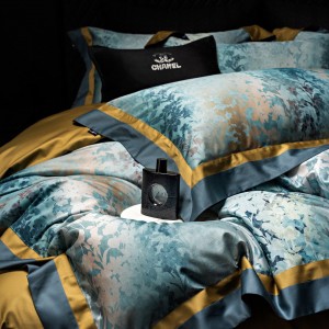 Luxury Blue1800TC Digital Printing 100S Australia Cotton Yarn Dyed Home Textiles Duvet Cover Bedding Set Wholesaler