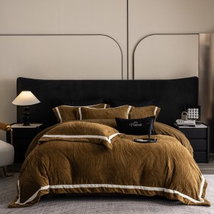 High gram weight beige fleece pillow cases fluffy 2/2.3m quilt comforter cover high-quality pillow shams 4-piece bedding set