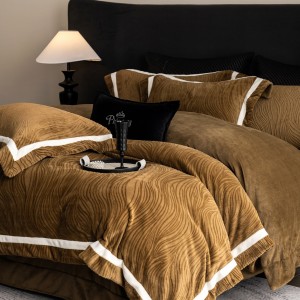 High gram weight beige fleece pillow cases fluffy 2/2.3m quilt comforter cover high-quality pillow shams 4-piece bedding set