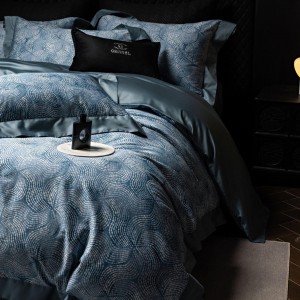 Luxury Blue1800TC Digital Printing 100S Australia Cotton Yarn Dyed Home Textiles Duvet Cover Bedding Set Wholesaler
