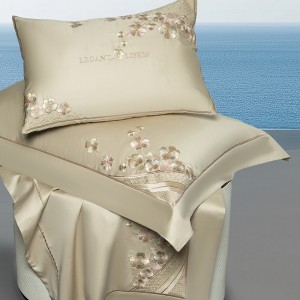 Hot-selling 4-pieces textile beige embroidery 2m/2.2m cotton bedsheet flat sheets 1.8m quilt cover premium bedding set manufacture