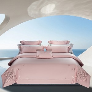 Hot-selling 4-pieces textile beige embroidery 2m/2.2m cotton bedsheet flat sheets 1.8m quilt cover premium bedding set manufacture