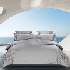 Hot-selling 4-pieces textile beige embroidery 2m/2.2m cotton bedsheet flat sheets 1.8m quilt cover premium bedding set manufacture
