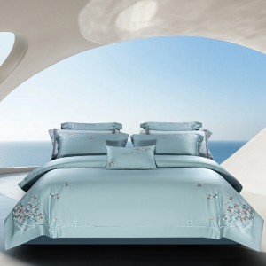 Hot-selling 4-pieces textile beige embroidery 2m/2.2m cotton bedsheet flat sheets 1.8m quilt cover premium bedding set manufacture