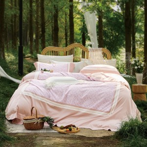 Pastoral style printing home textile cotton bed linen green printing duvet quilt comforter cover bedding set wholesaler