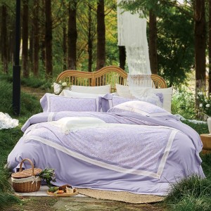 Pastoral style printing home textile cotton bed linen green printing duvet quilt comforter cover bedding set wholesaler