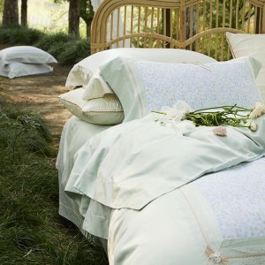Pastoral style printing home textile cotton bed linen green printing duvet quilt comforter cover bedding set wholesaler