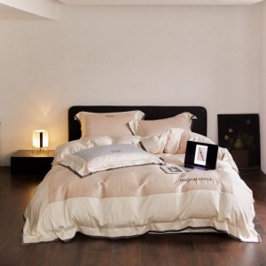 100% Lyocell 60S Solid Color Quilt Duvet Cover Soft Bed Sheets Light Luxury Pink Bedding Set
