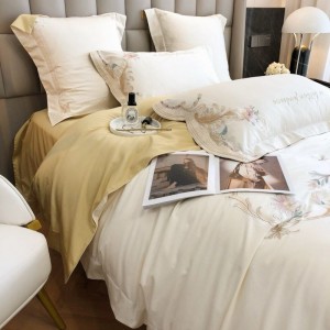 Green 100% cotton embroidery bed quilt duvet cover bed sheets pillowcases bedding set