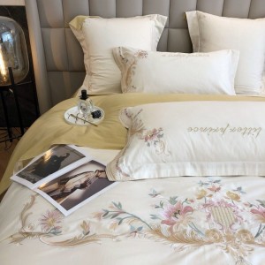 Green 100% cotton embroidery bed quilt duvet cover bed sheets pillowcases bedding set