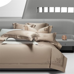 Pastoral style 100% cotton home textile cotton bed linen beige embroidery duvet quilt comforter cover bedding set wholesaler