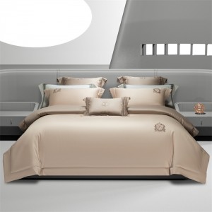 Pastoral style 100% cotton home textile cotton bed linen beige embroidery duvet quilt comforter cover bedding set wholesaler