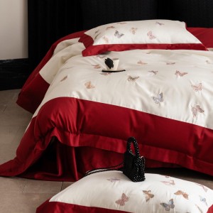 High quality 100s long staple cotton red digital printing duvet cover bedding set supplier