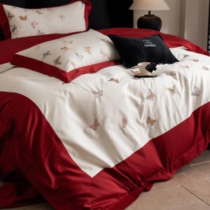High quality 100s long staple cotton red digital printing duvet cover bedding set supplier