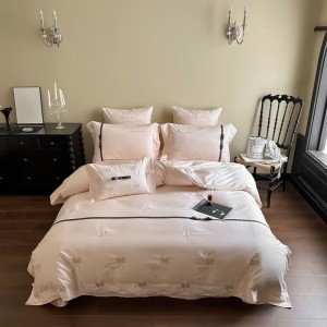 50S satin cotton comforter quilt duvet cover skin-friendly bed sheets pink embroidery bedding set