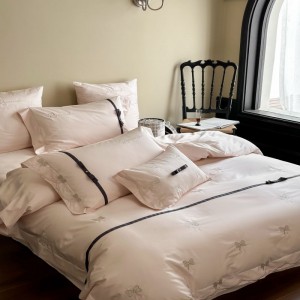 50S satin cotton comforter quilt duvet cover skin-friendly bed sheets pink embroidery bedding set