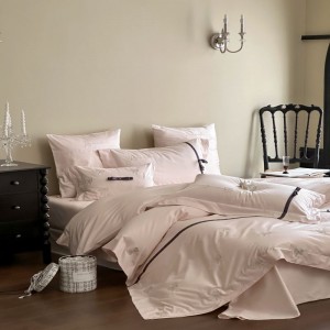 50S satin cotton comforter quilt duvet cover skin-friendly bed sheets pink embroidery bedding set