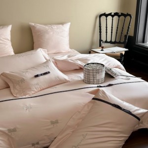 50S satin cotton comforter quilt duvet cover skin-friendly bed sheets pink embroidery bedding set