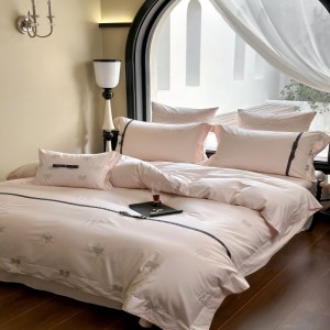 50S satin cotton comforter quilt duvet cover skin-friendly bed sheets pink embroidery bedding set