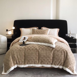 High gram weight 230gsm solid color 4pcs home textiles brown milk velvet duvet cover bedding set supplier