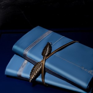 High-quality satin cotton colored bed sheets exquisite blue embroidery quilt cover home textile bedding set manufacture